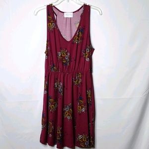 French Grey vneck floral flowy soft purple dress M
